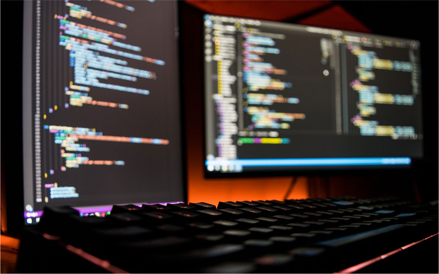 Computer screens in the dark